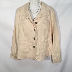 Live A Little LAL Cream Jacket Button Down Size L